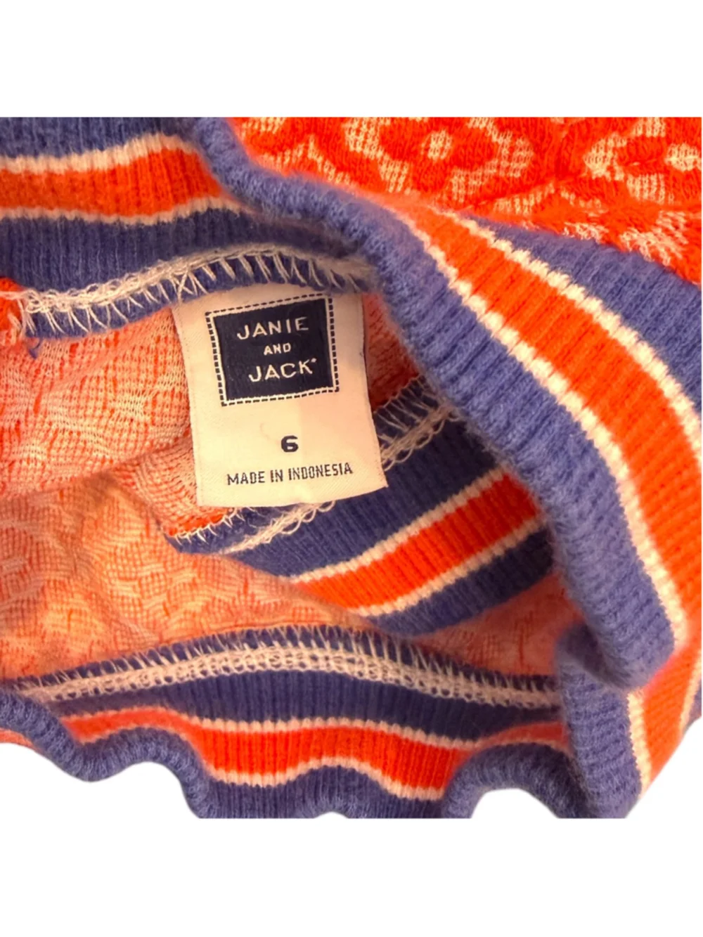 Janie and Jack Girls Size 6 Orange Geometric Knit Sleeveless Dress